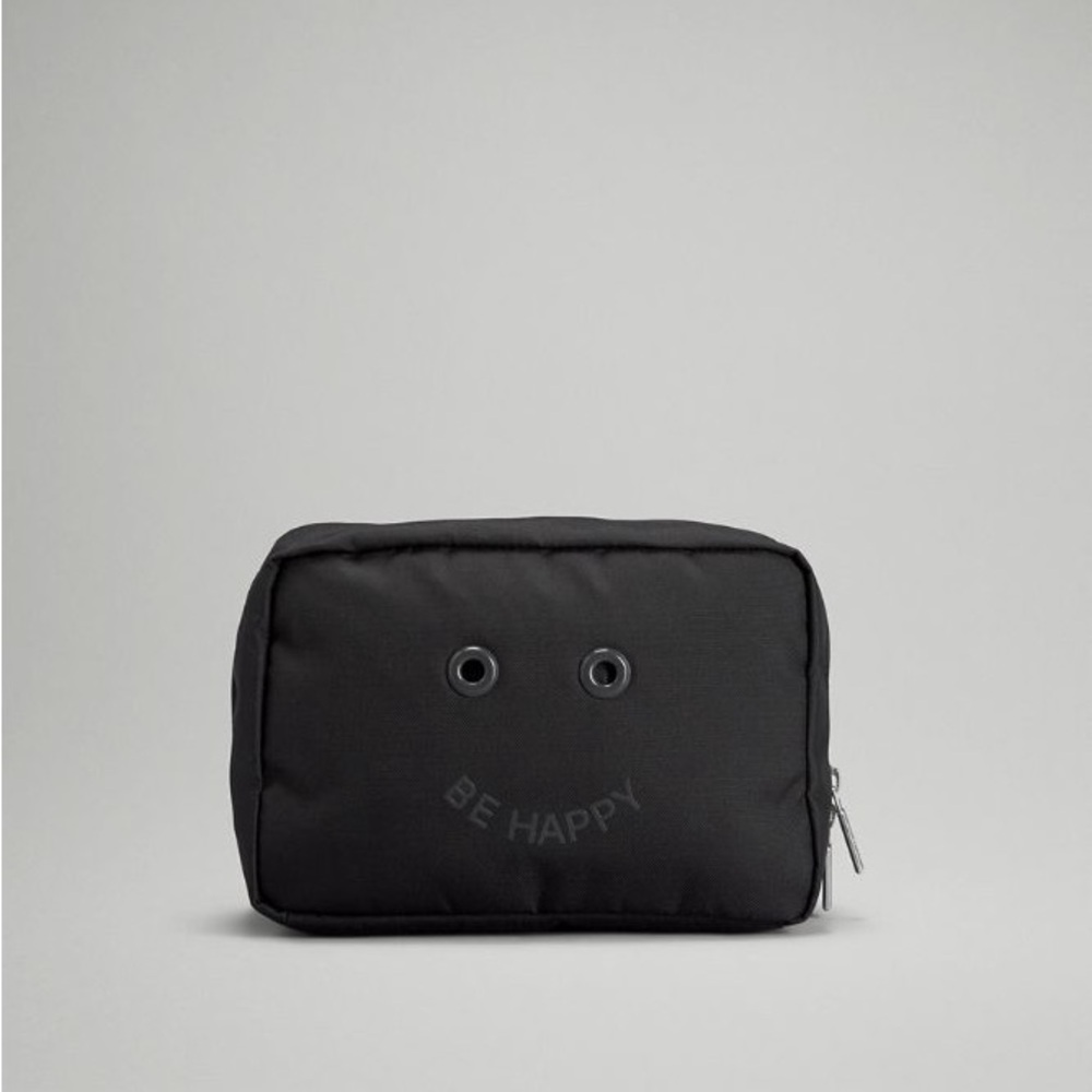 lululemon athletica “Be Happy” Black Cosmetic Bag